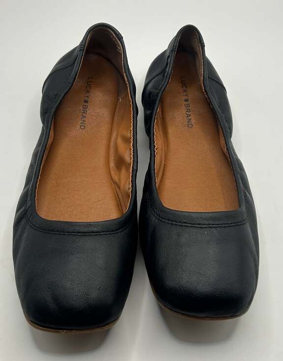 Lucky Brand Shoes - Lucky Brand Emmie Black Leather Square Toe Ballet Flats 8.5